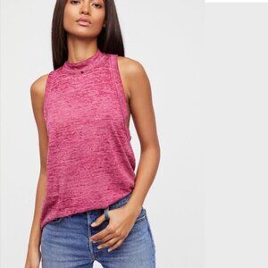 FREE PEOPLE Brisbane Tank Top Tee Raspberry Pink S NWT
